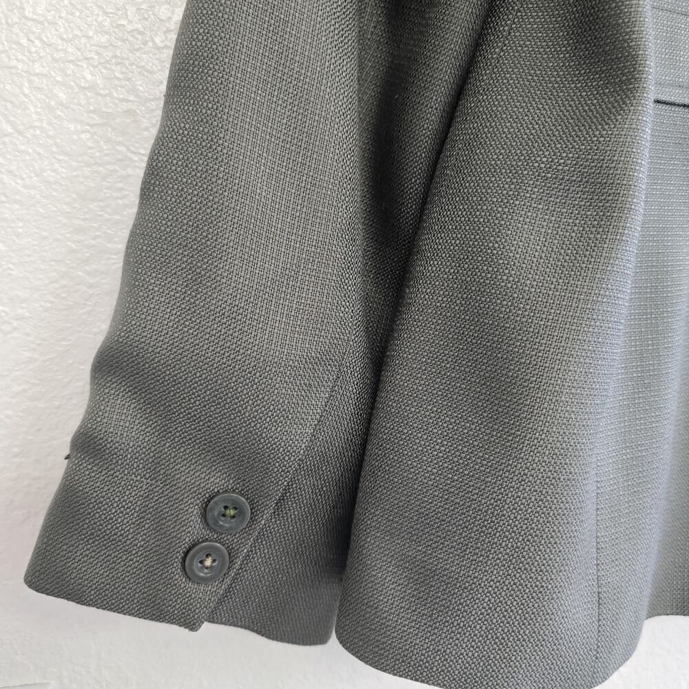 Women's Vintage100% Silk Blazer Army Green Size 12P Pockets Preppy Collared - Picture 7 of 13